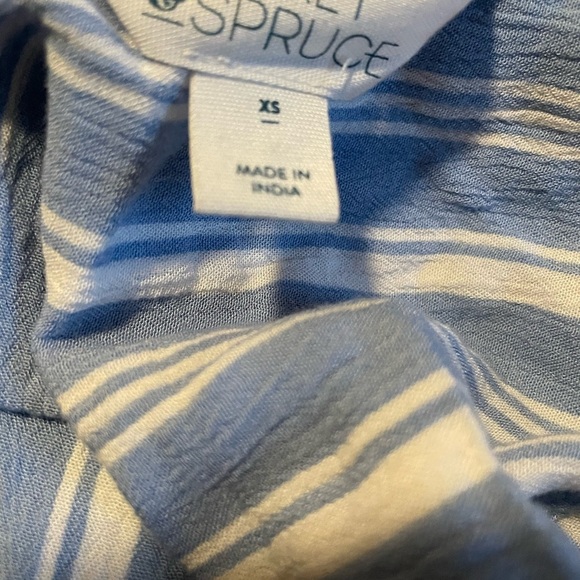 Market & Spruce Blue and White Striped Cinched Waist Tank Top - Picture 6 of 7